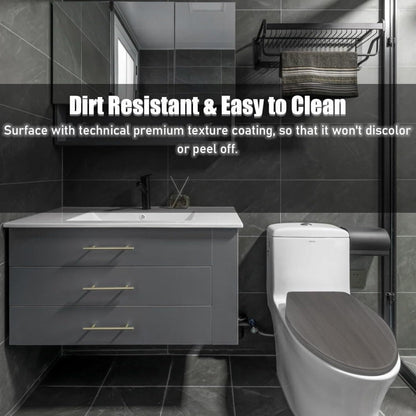 Slow Close Toilet Seat Round 19 Inch, Dark Grey -Close Toilet Lid with Alloy Hinges, Easy Clean Quick-Release