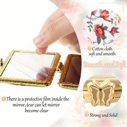 48-Piece Floral Folding Compact Mirror Set with Assorted Prints and 1X/3X Dual-View Mirrors
