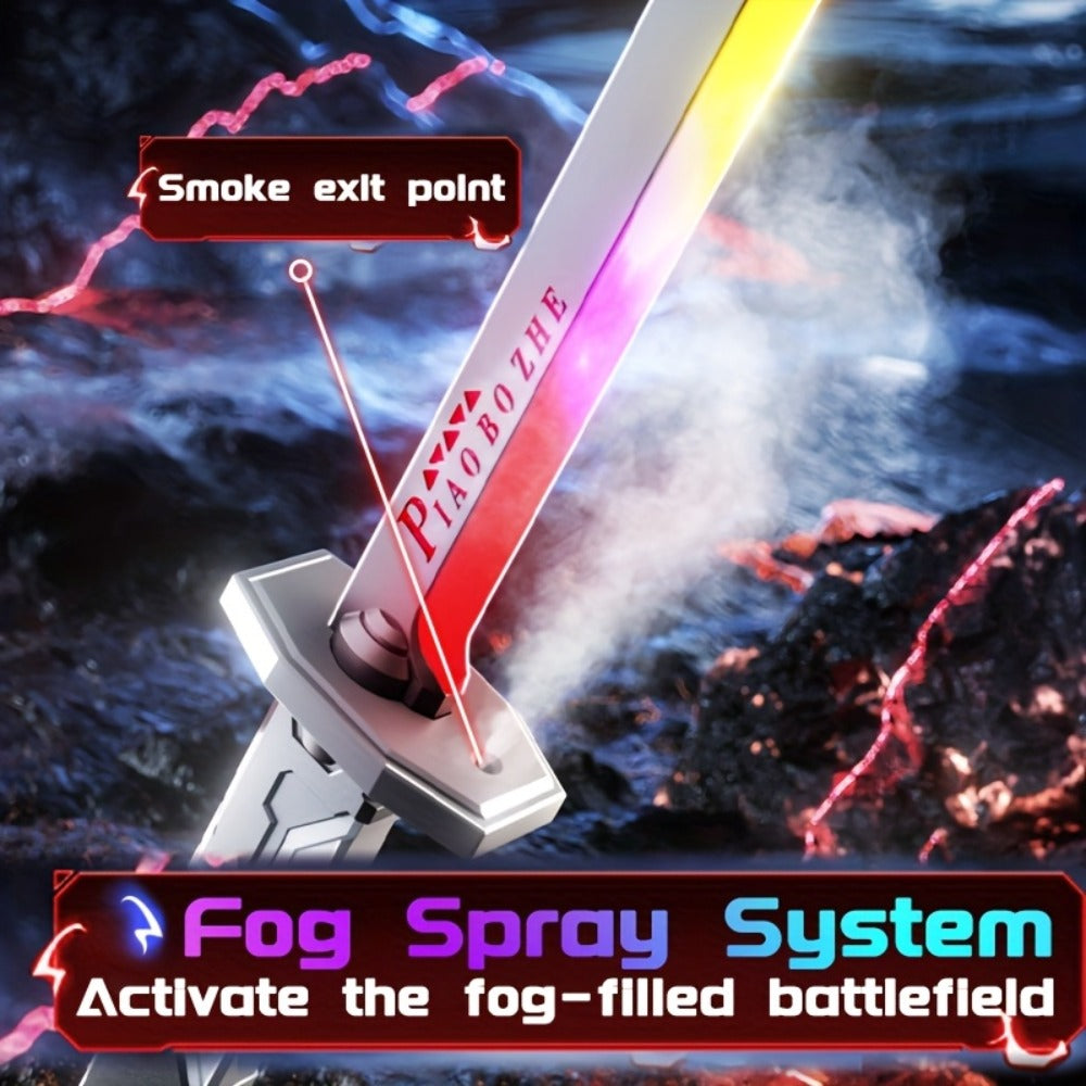 LED Katana Sword 31.5" Pro Cosplay Light Katana with Ejecting Spark, Water Mist, Multi-Color LED & Sound Effects