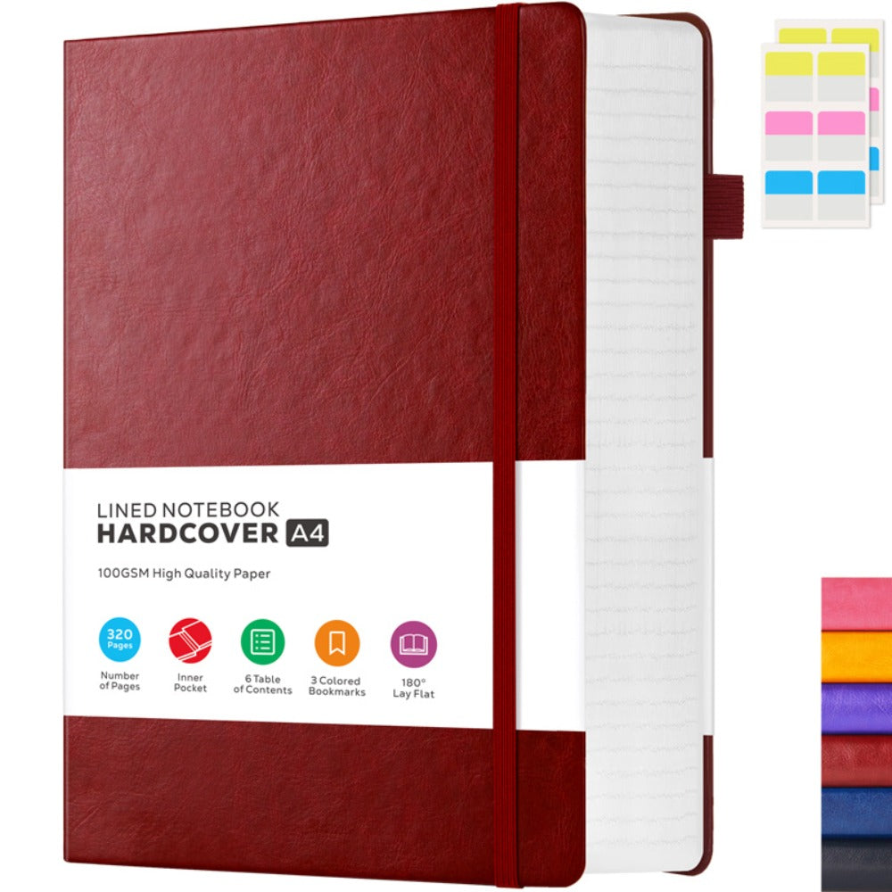 A4 Hardcover Lined Journal Notebook 320 Pages, Faux Leather College Ruled Notebook with 100GSM Thick Pages