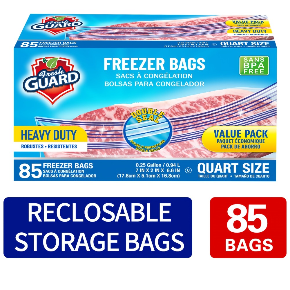 Reclosable Food Storage Bags Heavy Duty Ziplock Seal Fresh-Keeping Bags for Fruits Vegetables Grains Meat Kitchen Organizer Multiple Sizes