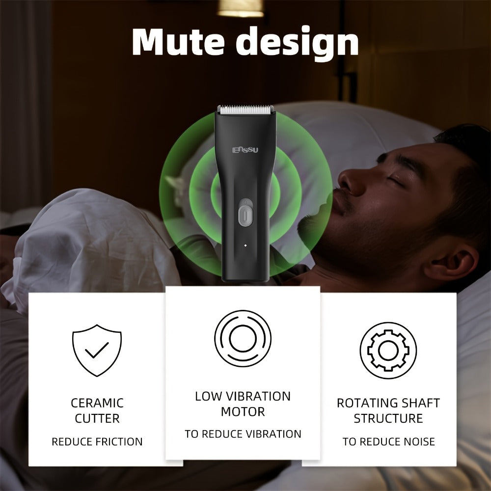 Ceramic Blade IPX7 Waterproof Ball Trimmer for Men Replaceable Head Electric Groin Pubic Body Hair Shaver LED Battery Display Safe Gentle