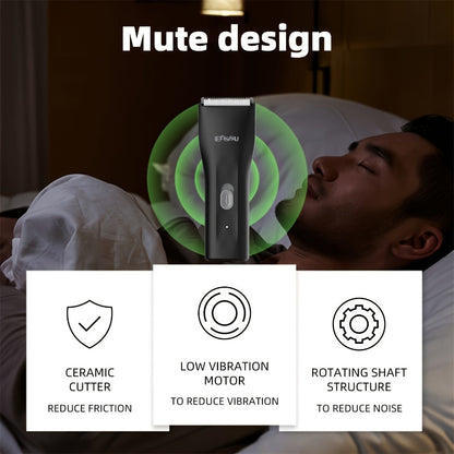 Ceramic Blade IPX7 Waterproof Ball Trimmer for Men Replaceable Head Electric Groin Pubic Body Hair Shaver LED Battery Display Safe Gentle