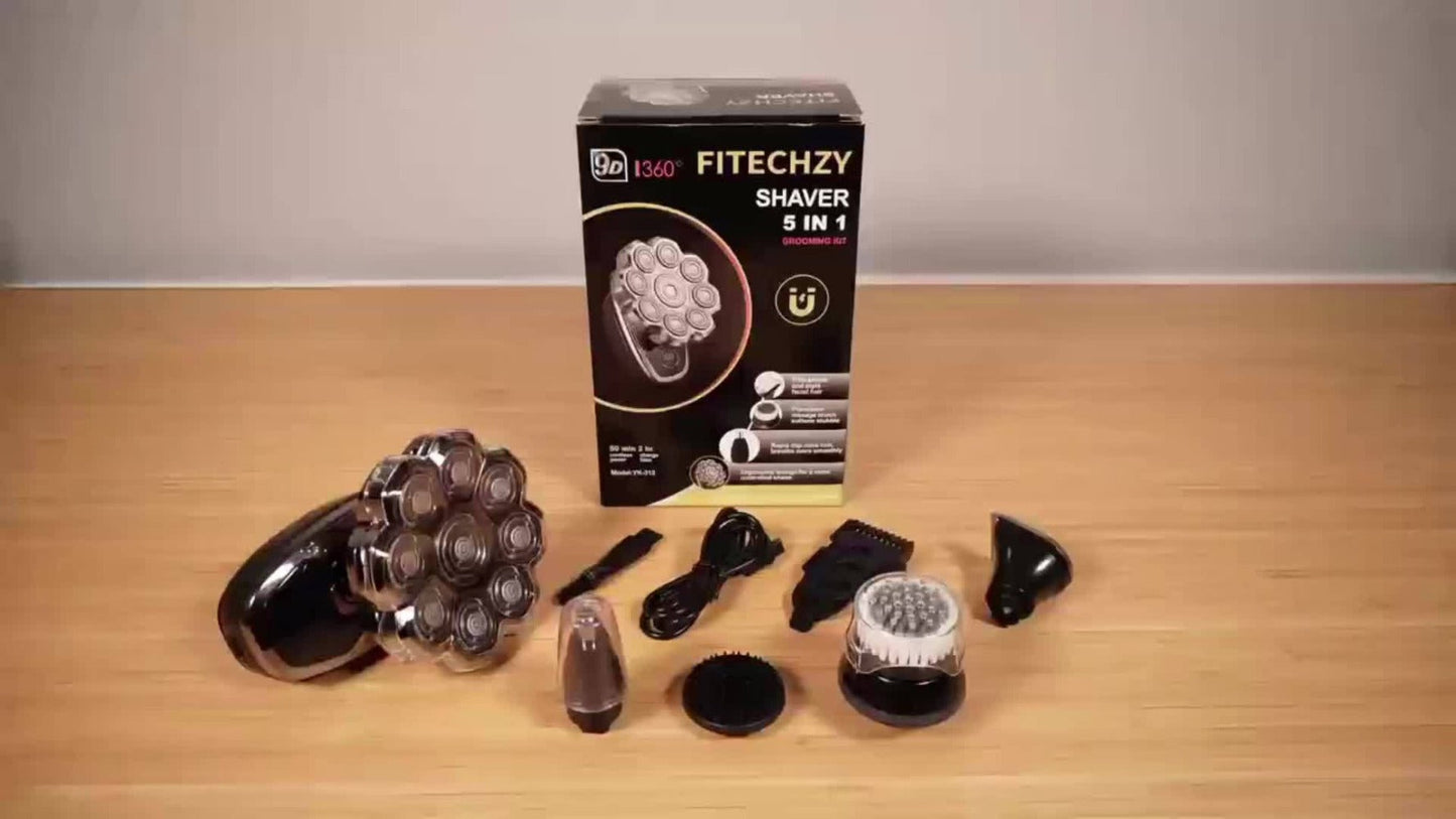 Electric Shaver 5-in-1 Bald-Head Grooming Tool with 7D or 9D Floating Heads and Magnetic Blade Options