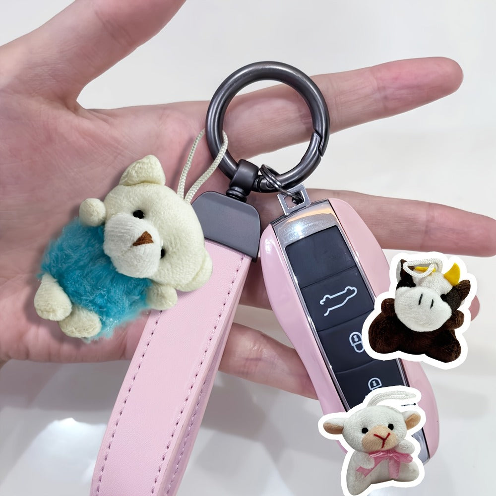 Mini Animal Plush Keychain 24 Pack Bulk, Small Stuffed Animals Assorted Random Colors, Party Favors for Kids