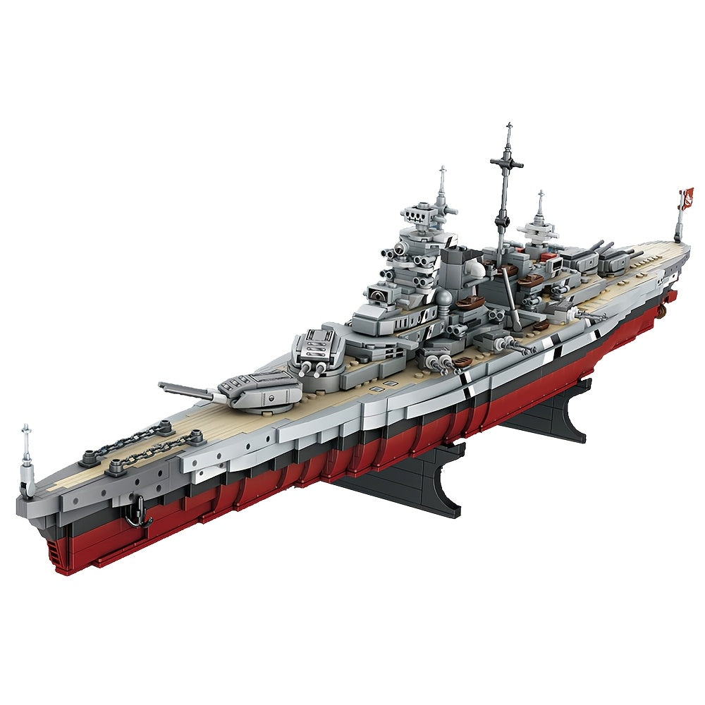 2081-Piece Battleship Building Block Model 4201 with Built-In Display Base and Moving Turret Details