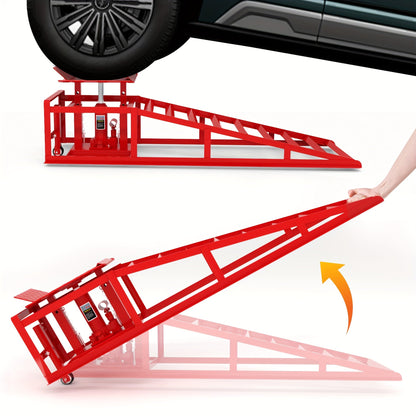 Car Ramps 2-Pack Hydraulic High Lift 11, 050 lb Capacity Low Profile with Support Jack – Oil Change Service Ramps for Car Truck Trailer