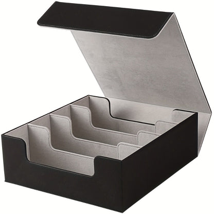 Four-Row Trading Card Storage Box with Magnetic-Style Lid, Two Colors and Pictured 29.5 cm Width