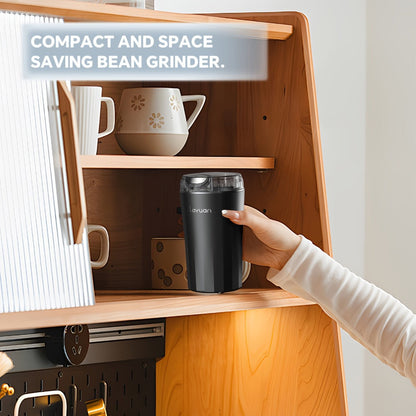 200W-Labeled Electric Coffee Grinder with Press-Lid Control, Two-Leaf Blade and Three Housing Options