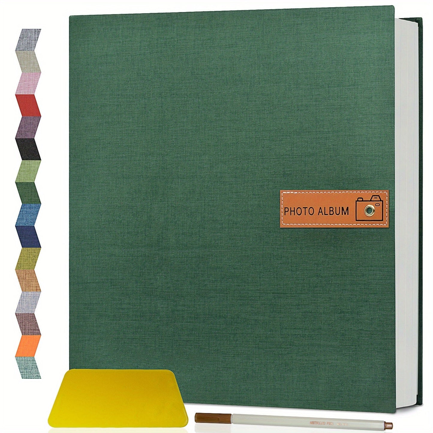 Self Adhesive Photo Album Scrapbook – Large Linen Cover Memory Book for 4x6 5x7 8x10 Photos, DIY Picture Book with Metal Pen, Gift for Mom