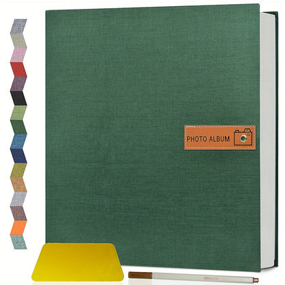 Self Adhesive Photo Album Scrapbook – Large Linen Cover Memory Book for 4x6 5x7 8x10 Photos, DIY Picture Book with Metal Pen, Gift for Mom