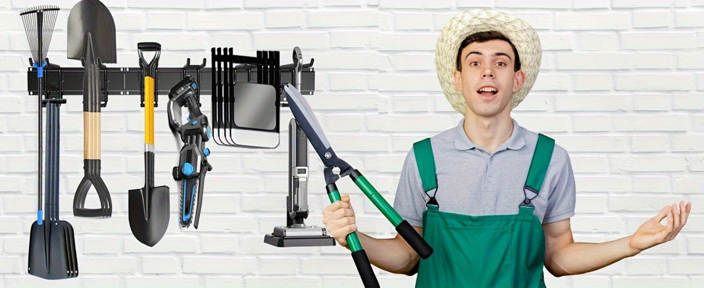 Garage Tool Organizer Wall Mount 48", Pegboard with Adjustable Swivel Hooks, 1 Double Hook & 5 Straight Hooks