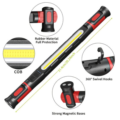 LED Work Light Bar 3000LM Rechargeable Construction Site Lighting Lamp, Hanging Hook, Portable Underhood Work Light for Auto