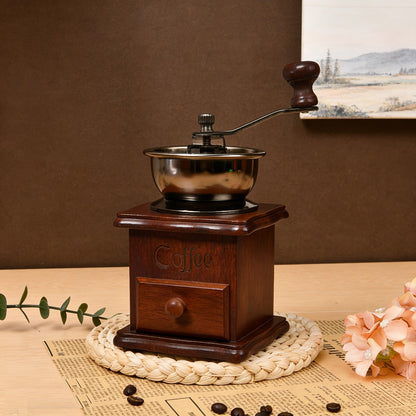 Manual Coffee Grinder Hand Grinder with 304 Stainless Steel Burr, Portable Square Coffee Mill for Travel
