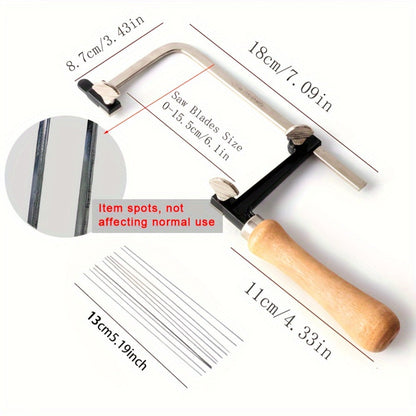 Hand Saw Kit with 12 Blades, Adjustable Jewelry Making Saw Frame, Multi-Function Manual Cutting Tool for Wood