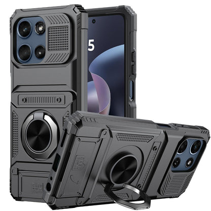Phone Case Magnetic Metal Kickstand with layered Shell for Motorola Moto G 5G 2025 with Model-Specific Cutouts and Color Choices