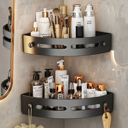 Corner Shower Caddy Organizer 2pcs – 2-Tier No-Drill Wall-Mounted Bathroom Shelf Rack with Adhesive Mounts