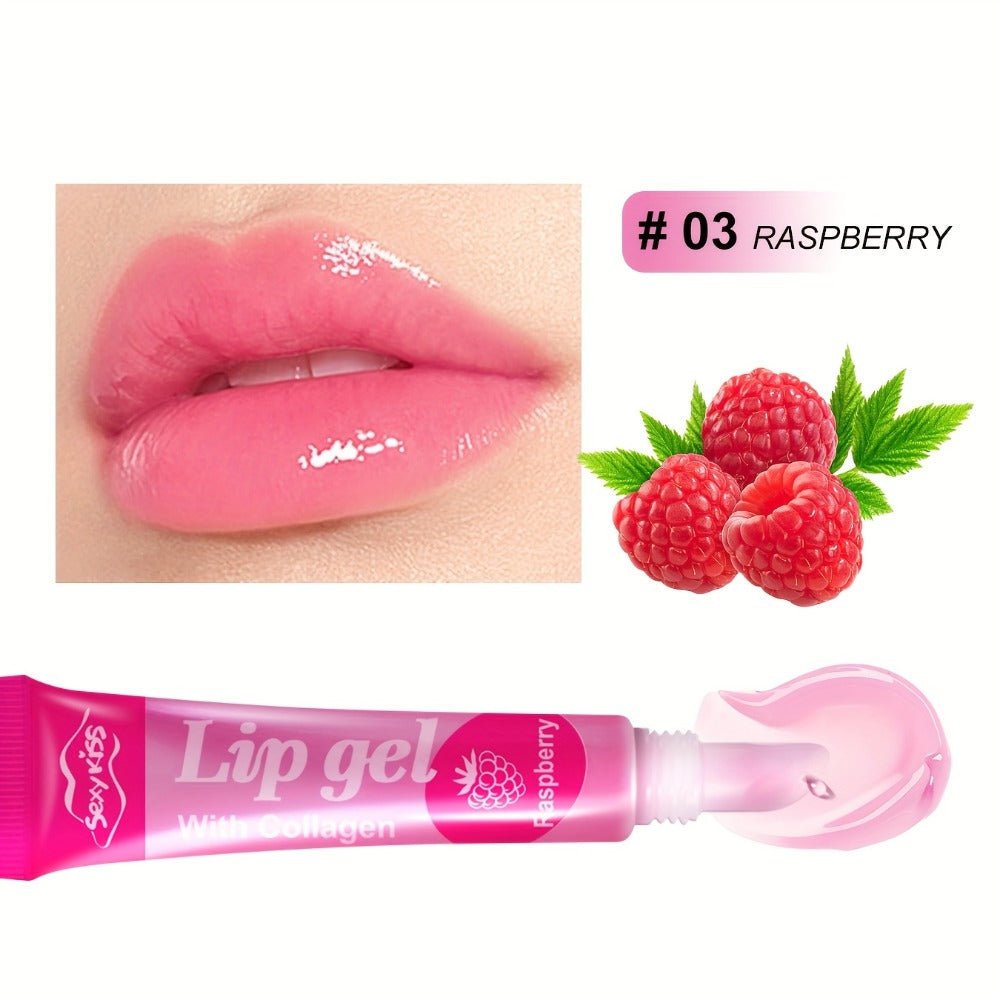 Lip Balm 24-Piece Glossy Lip Gel Collection with Assorted Fruit Labels and Pink Gift Box Packaging