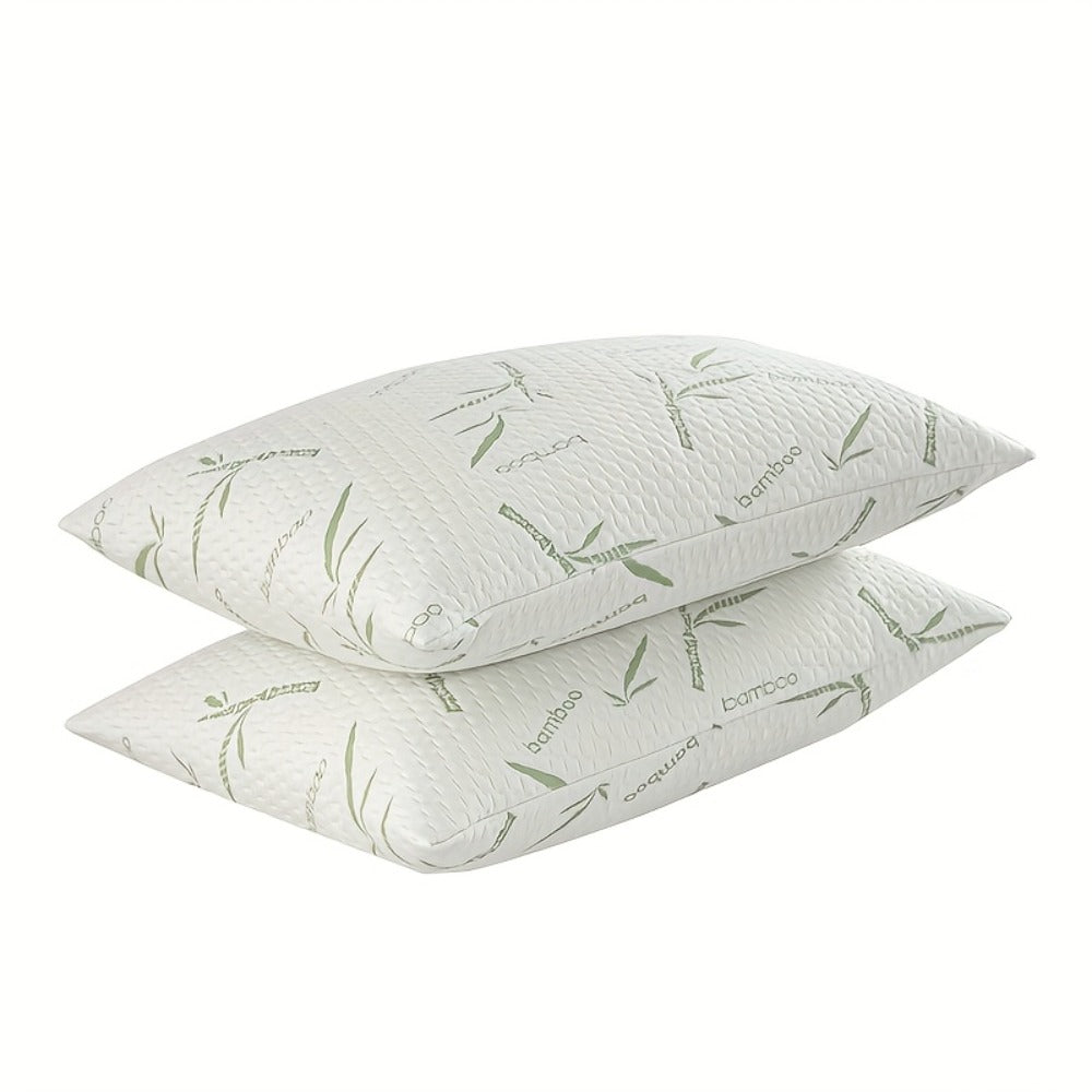 Bed Pillow in Standard, Queen or King Size with Bamboo-Labeled Cover and Single, 2- or 4-Piece Options