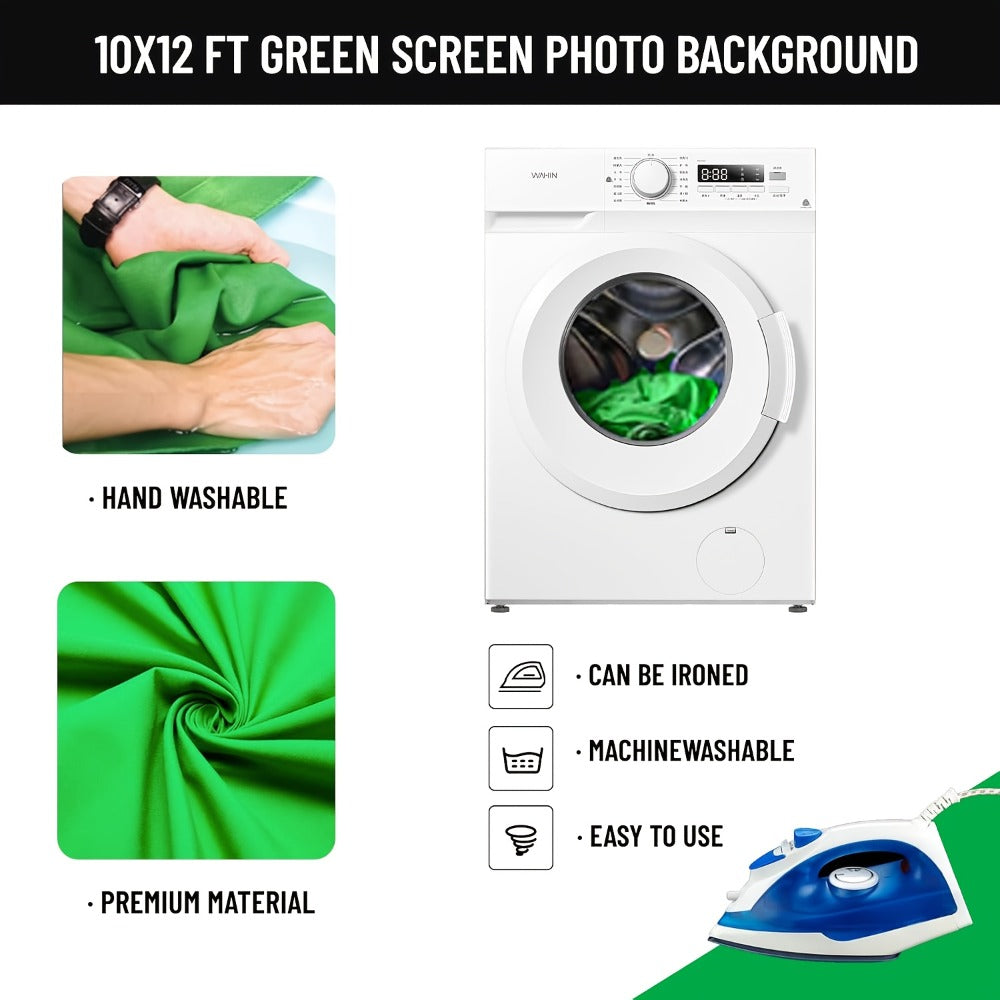 Green Screen Backdrop with Stand Kit 10x10Ft Chroma Key Background 7.5x10Ft Portable Stand with Carrying Bag 4 Clamps for Photoshoot