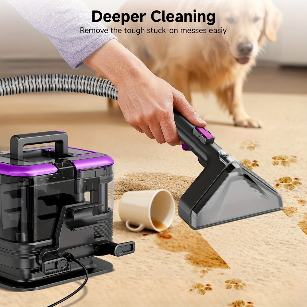 Portable Upholstery Cleaner Machine 30Kpa, Carpet & Spot Cleaner with Dual Brush Head for Deep Stain Removal on Carpet