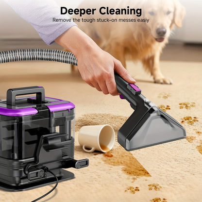 Portable Upholstery Cleaner Machine 30Kpa, Carpet & Spot Cleaner with Dual Brush Head for Deep Stain Removal on Carpet