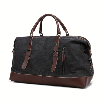 Canvas Weekender Bag Large Capacity Travel Duffel Overnight Bag Zipper Canvas Holdall Tote Satchel Handbag for Men Women Black Navy Army