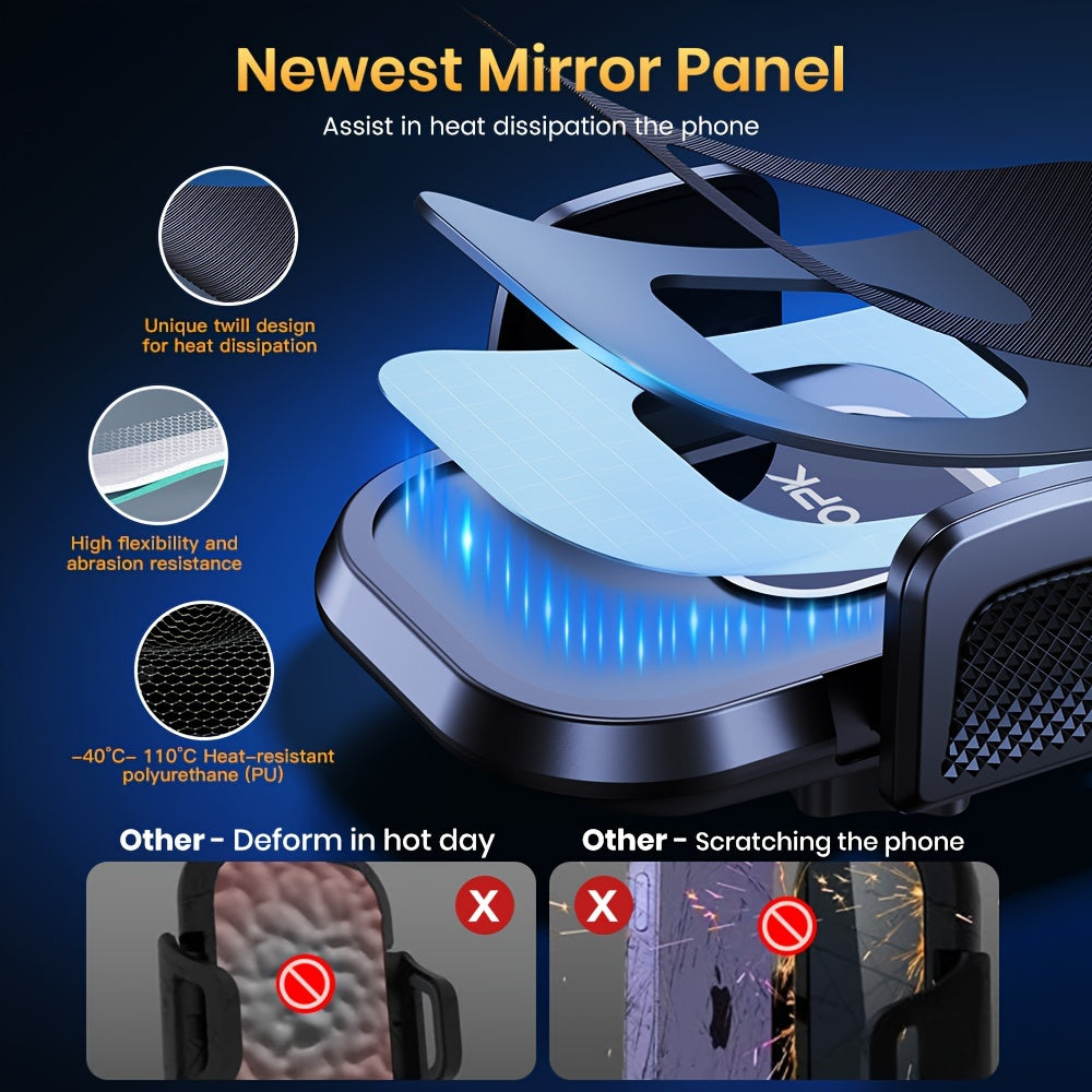 Three-Point Air-Vent Phone Mount with Extendable Hook, Adjustable Arm and Black Finish for In-Car Viewing