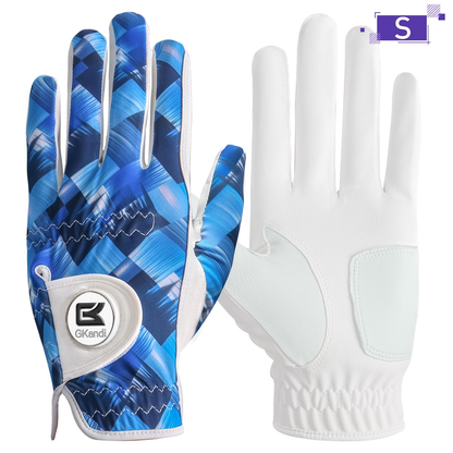 Men's Golf Glove Left Hand with Ball Marker – Breathable All Weather Grip, Hook & Loop Closure, Sizes S M ML L XL, USA Flag, Blue & White