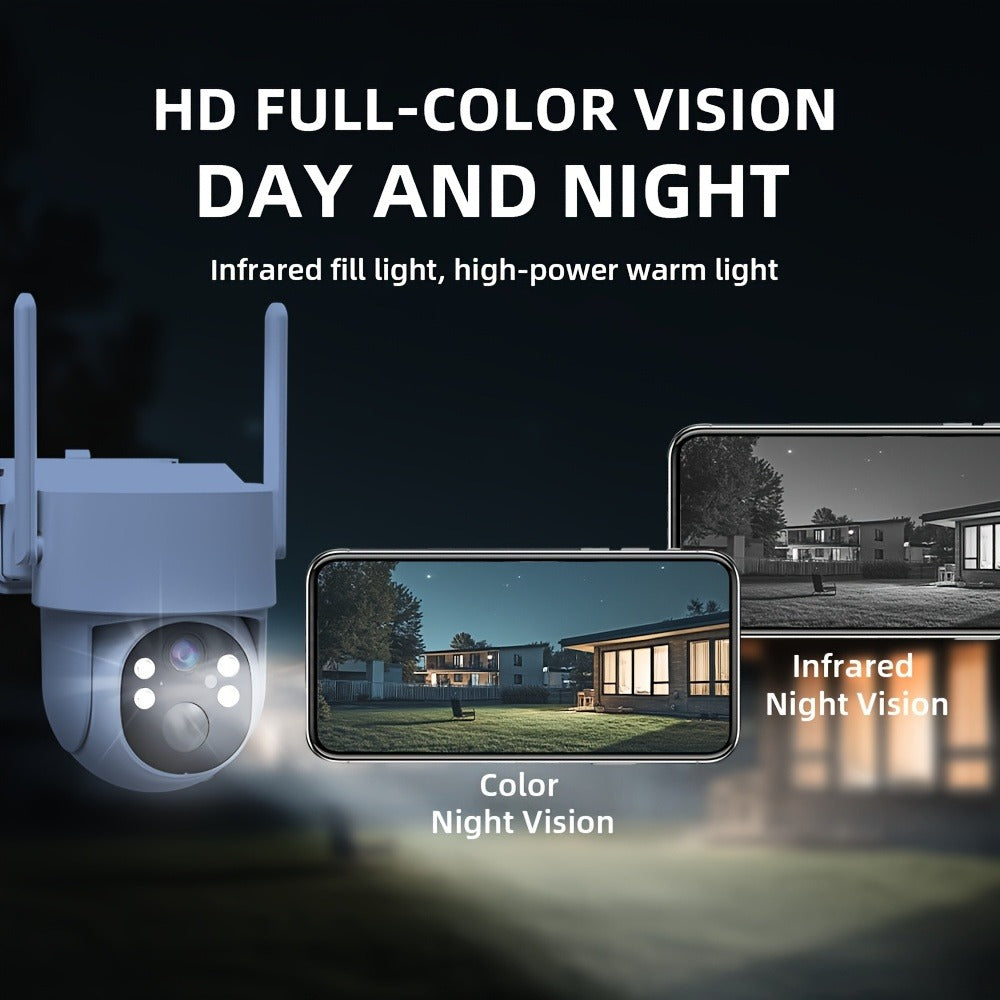 Solar PTZ Security Camera Outdoor 4K Wireless – 360° Pan Tilt Zoom, PIR Motion Detection Alarm, Full Color Night Vision, Two-Way Audio