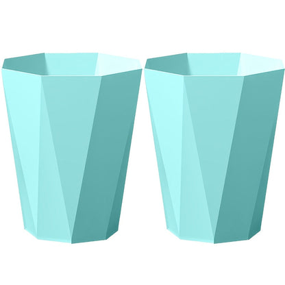 Trash Can 2 Pack Nordic Octagonal Wastebasket – Small Open Top Geometric Plastic Waste Bin with Brushed Finish for Bathroom