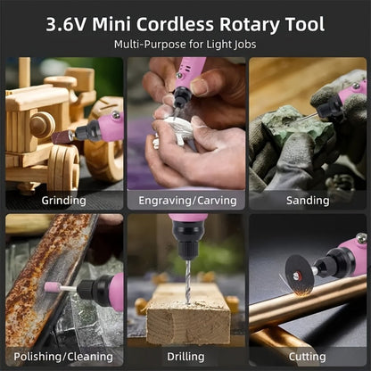 Cordless Rotary Tool Kit 3.6V USB Charging for Entryways, Bedrooms and Living Spaces, with the Listed Configuration