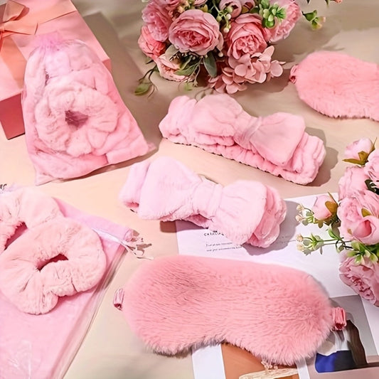 Spa Party Favors 48 Pack Pink Princess Theme – 12 Headbands 12 Sleep Masks 12 Hair Bands 12 Organza Gift Bags for Bachelorette Party Bridal