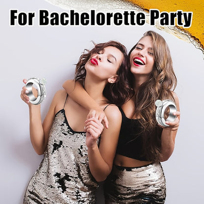 Bracelet Flask for Women, 3.5oz Stainless Steel Bangle Hidden Flask with Rhinestone Lid, Wearable Portable Liquor Flask for Parties
