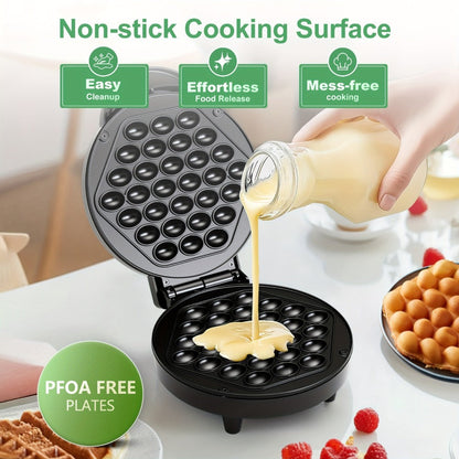 Bubble Waffle Maker 7 Inch 1000W Electric Hong Kong Egg Waffle Maker Nonstick Coating Ready for Entryways, Bedrooms and Living Spaces