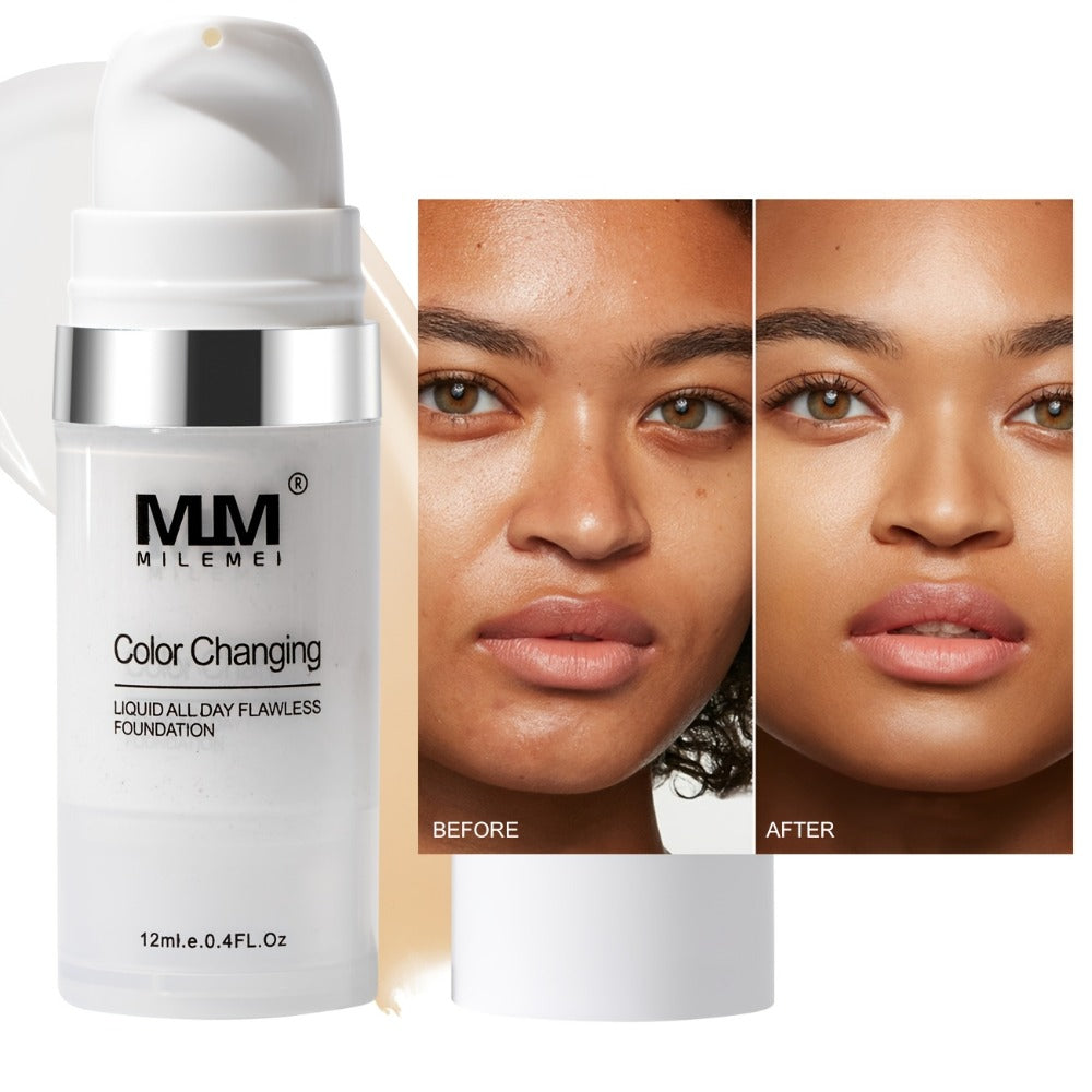 Color Changing BB Cream Foundation 3PCS Glycerin Lightweight Non-Cakey Natural Flawless, for Makeup, Travel and Everyday Vanity Use