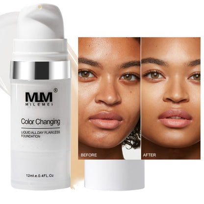 Color Changing BB Cream Foundation 3PCS Glycerin Lightweight Non-Cakey Natural Flawless, for Makeup, Travel and Everyday Vanity Use