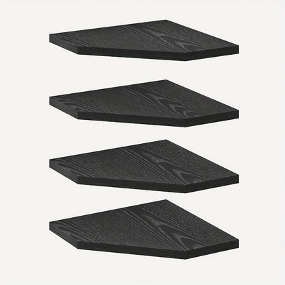 Corner Wall Shelf Set with 13.9-Inch Front Edge, Brown, Black or White Finish and 2, 4 or 6 Pieces