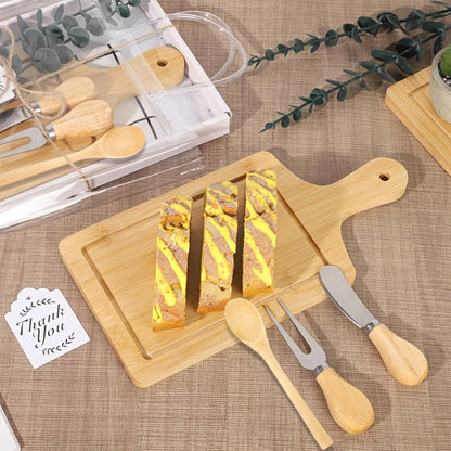 Pizza Board Gift Set with Knives Spoons Gift Bag and Kitchen Towel - Charcuterie Cheese Board Set for Bridal Shower Party Favor