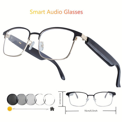 Smart Glasses Photochromic Bluetooth Audio Eyewear with Magnetic Charging and Four Frame Color Options