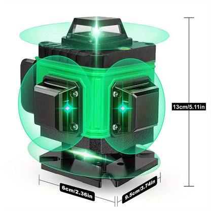 16-Line 4D Laser Level 360° Self-Leveling Cross Line Laser with Rechargeable Battery, Professional Rotary Laser for Construction