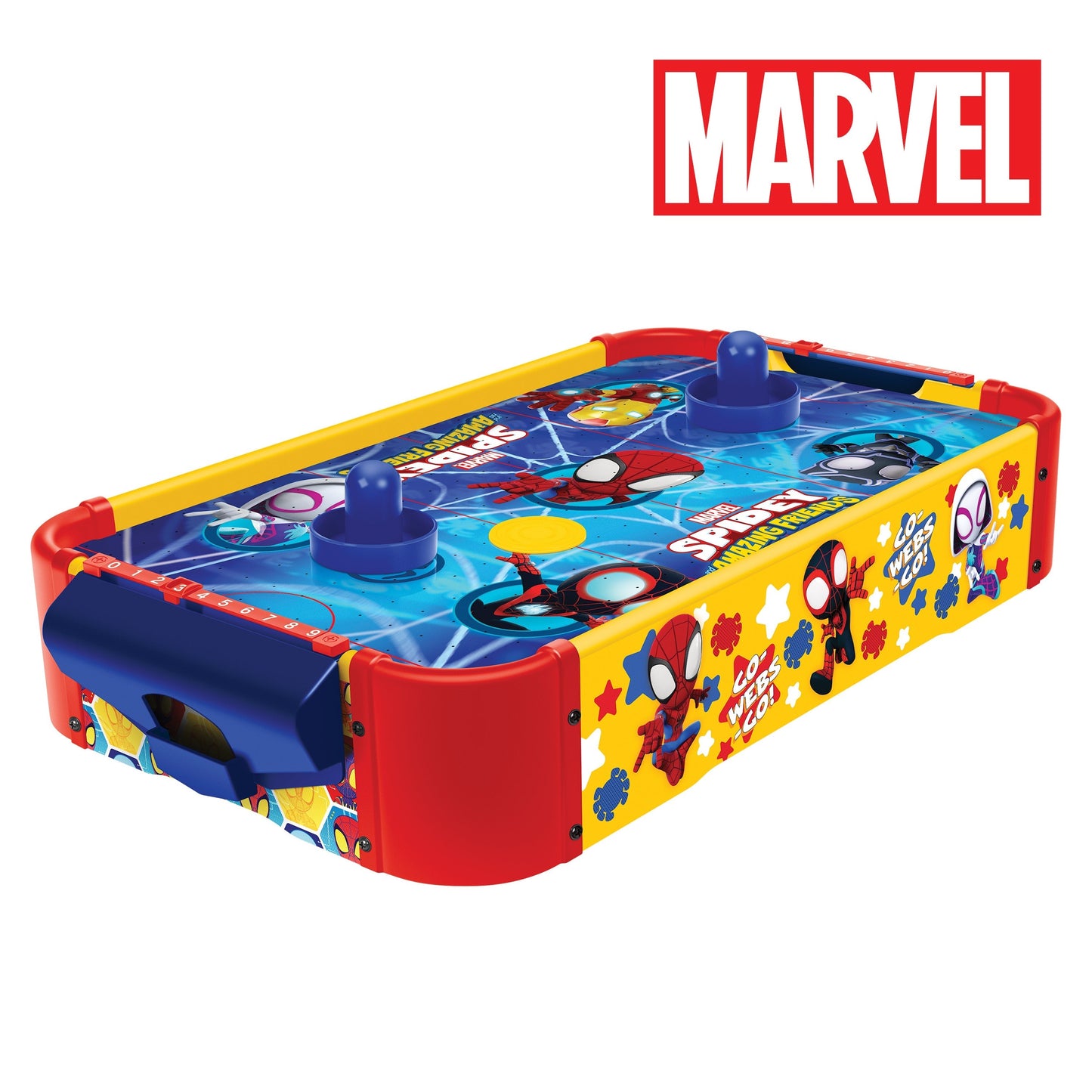 Kids Tabletop Air Hockey Table Marvel Spidey and His Amazing Friends - Officially Licensed Wood Surface