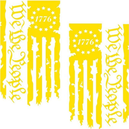 We the People 1776 Flag Vinyl Decal Pair in Black, Red or White for Tailgates and Vehicle Windows