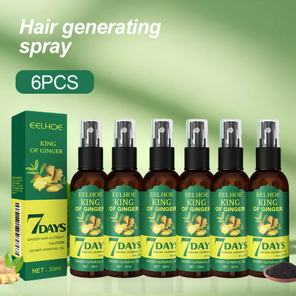 Ginger Hair Oil Spray Set 6 Bottles × 30ml – 7-Day Deep Moisturizing Frizz Control Mist for Dry, Curly & Coily Hair | Lightweight Non-Greasy