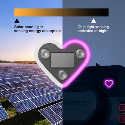 Car Interior Neon Heart Lights Solar USB Rechargeable 5 Lighting Modes Vibration-Sensing Auto On/Off Dashboard Decoration for Cars Trucks
