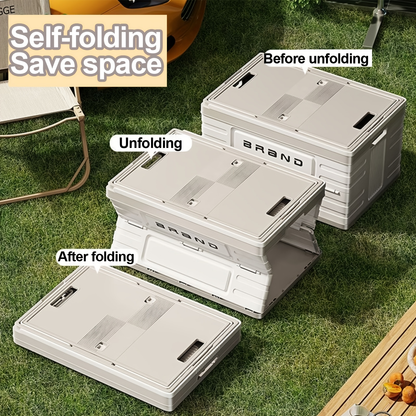 Collapsible Storage Bin with Lid and Handle 7.93Gal Foldable Plastic Crate Stackable Portable Tote Box for Camping Fishing Car RV Office