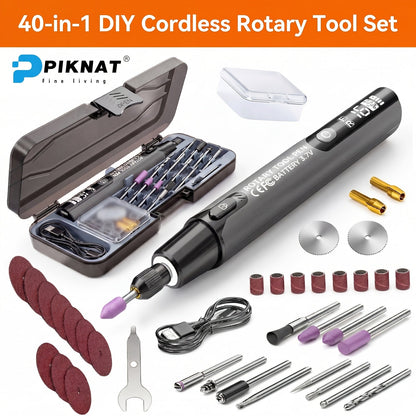 Rotary Tool Kit Cordless 40-in-1 6-Speed 16000RPM Electric Handheld Grinder with LCD Display for Entryways, Bedrooms and Living Spaces