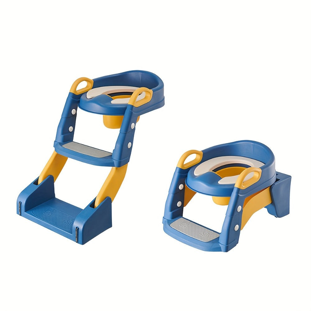 Potty Training Toilet Seat with Ladder, 2-in-1 Toddler Toilet Seat & Step Stool, Foldable Kids Potty Chair with Anti-Slip Pad