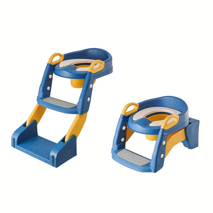 Potty Training Toilet Seat with Ladder, 2-in-1 Toddler Toilet Seat & Step Stool, Foldable Kids Potty Chair with Anti-Slip Pad