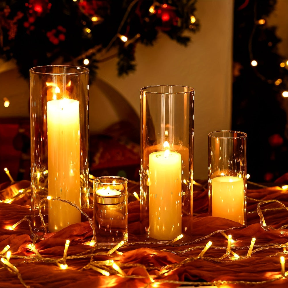 Clear Glass Cylinder Vases Bulk Set 12 24 48pcs 4 6 8 10 Inch Tall Flower Vase Hurricane Floating Candle Holder for Wedding Centerpieces